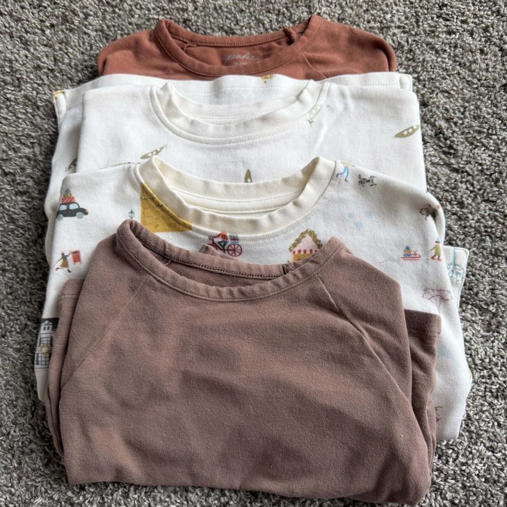 SET OF 4 Pehr Cozy Printed and Solid Long Sleeve Shirts